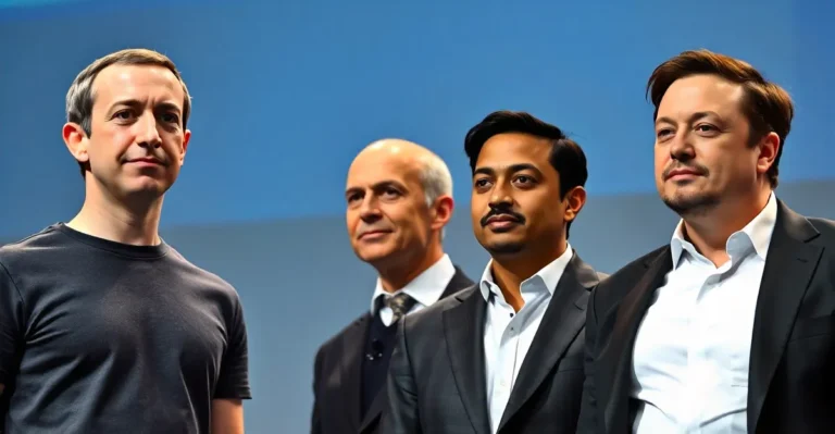 photo of Mark Zuckerberg (Meta), Jeff Bezos (Amazon), Sundar Pichai (Google), and Elon Musk (Tesla, SpaceX) at a Washington D.C. event